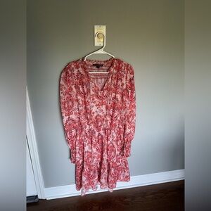 Boston Proper Pink and Red Ruffled Tiered Sundress
